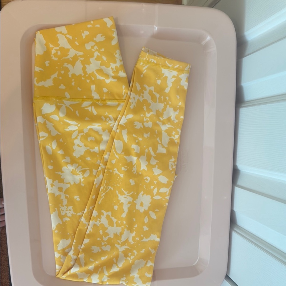 Yellow Floral Workout Leggings
